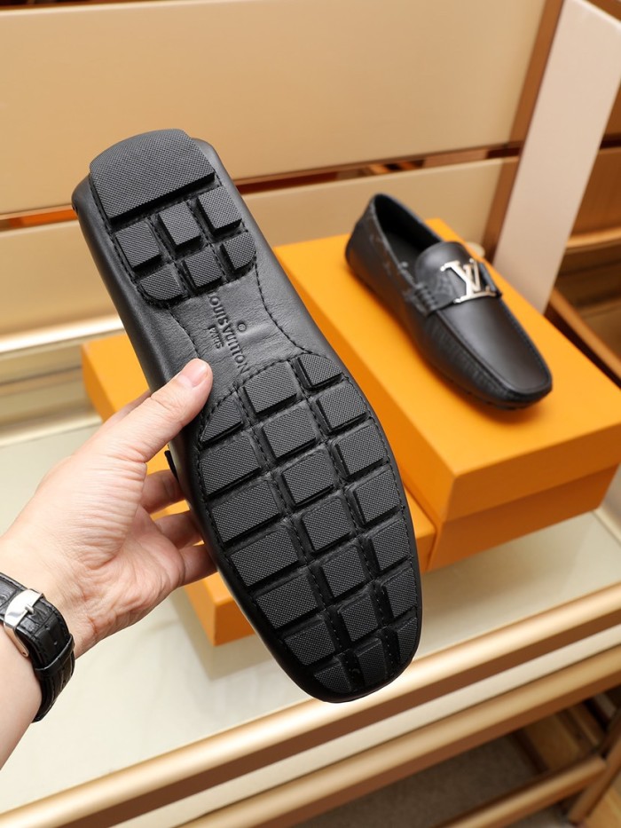 Louis Vuitton Men Shoes Luxury Brand LV Loafers Shoes with Original Box MONTE CARLO MOCCASINS 1A8F7B Black Calf leather and Monogram canvas