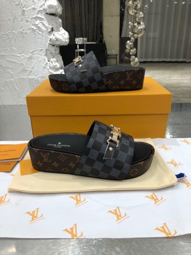 Louis Vuitton Womens Shoes Sandals Slippers Luxury Brand Louis Vuitton JUMBO FLATFORM MULE with Original Box 1A9QYY