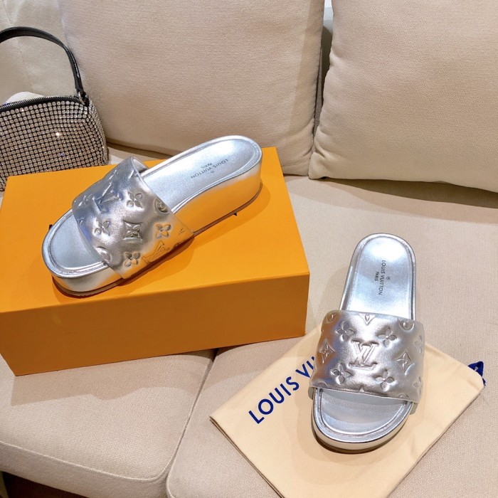 Louis Vuitton Womens Shoes Sandals Slippers Luxury Brand Louis Vuitton JUMBO FLATFORM MULE with Original Box 1A9QYY