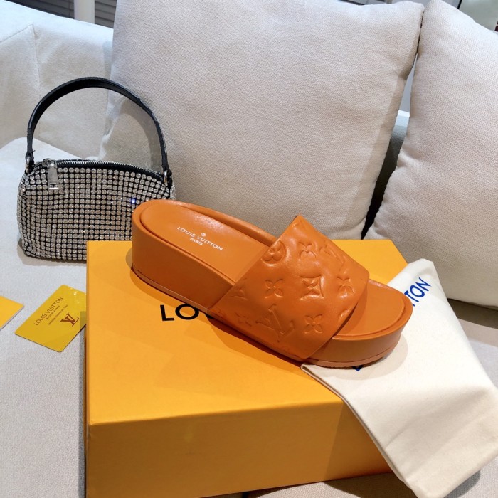 Louis Vuitton Womens Shoes Sandals Slippers Luxury Brand Louis Vuitton JUMBO FLATFORM MULE with Original Box 1A9QYY