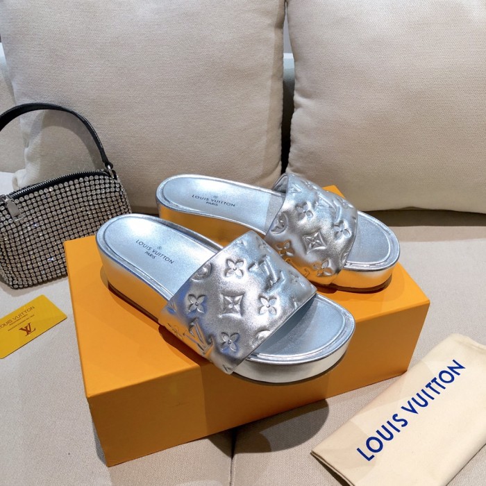 Louis Vuitton Womens Shoes Sandals Slippers Luxury Brand Louis Vuitton JUMBO FLATFORM MULE with Original Box 1A9QYY