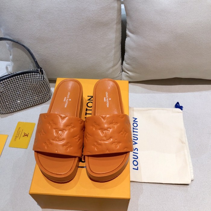 Louis Vuitton Womens Shoes Sandals Slippers Luxury Brand Louis Vuitton JUMBO FLATFORM MULE with Original Box 1A9QYY