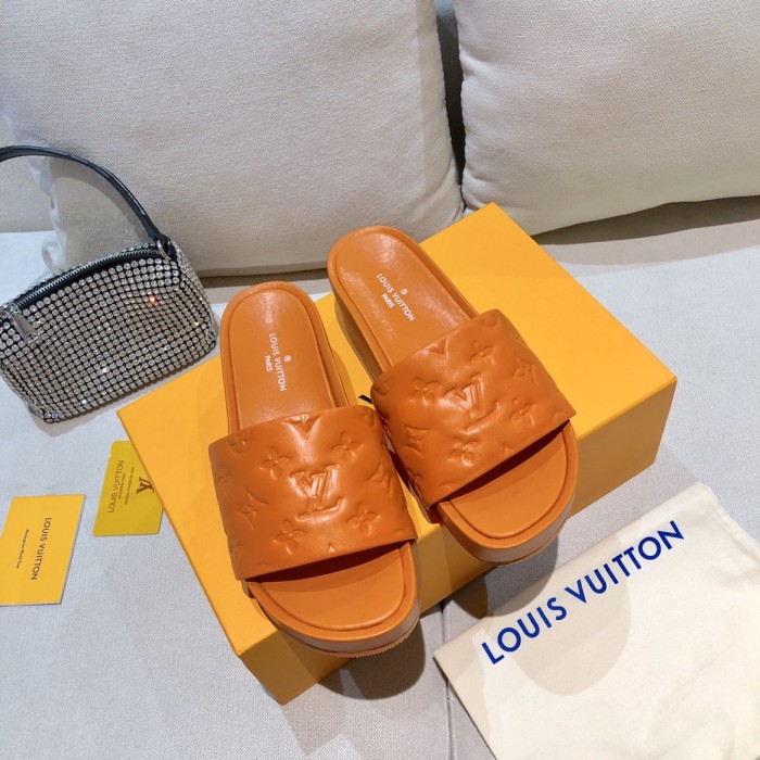 Louis Vuitton Womens Shoes Sandals Slippers Luxury Brand Louis Vuitton JUMBO FLATFORM MULE with Original Box 1A9QYY