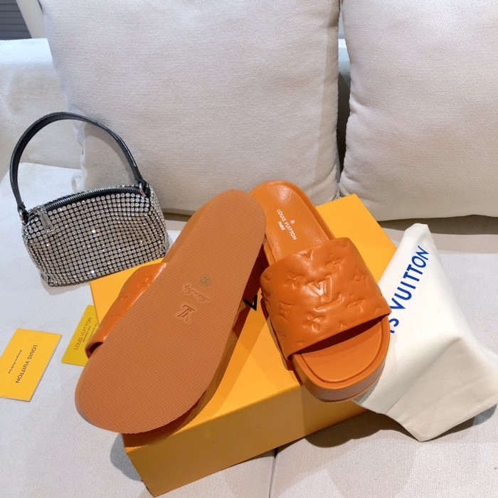 Louis Vuitton Womens Shoes Sandals Slippers Luxury Brand Louis Vuitton JUMBO FLATFORM MULE with Original Box 1A9QYY