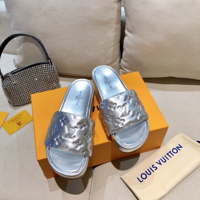 Louis Vuitton Womens Shoes Sandals Slippers Luxury Brand Louis Vuitton JUMBO FLATFORM MULE with Original Box 1A9QYY