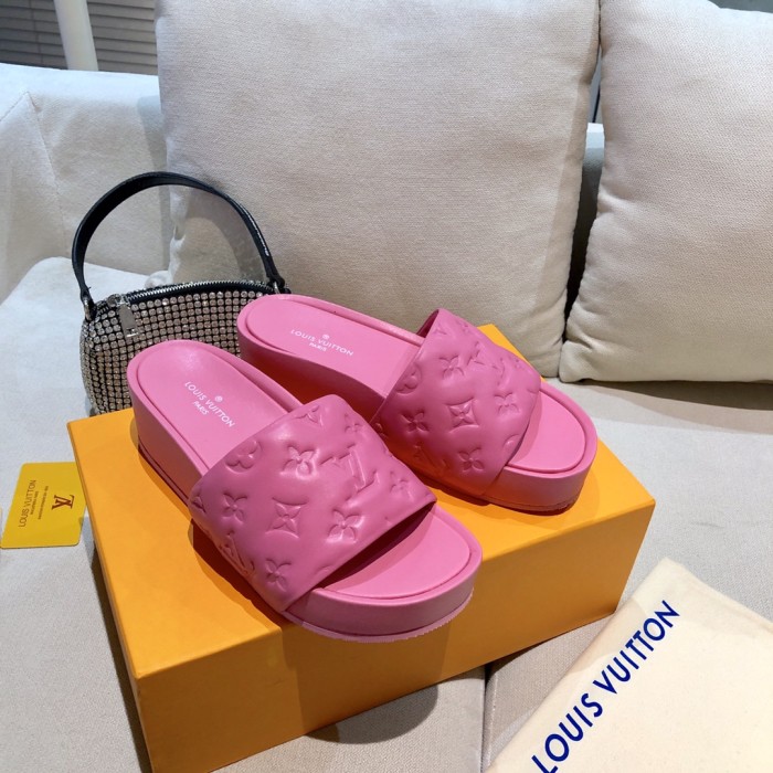 Louis Vuitton Womens Shoes Sandals Slippers Luxury Brand Louis Vuitton JUMBO FLATFORM MULE with Original Box 1A9QYY