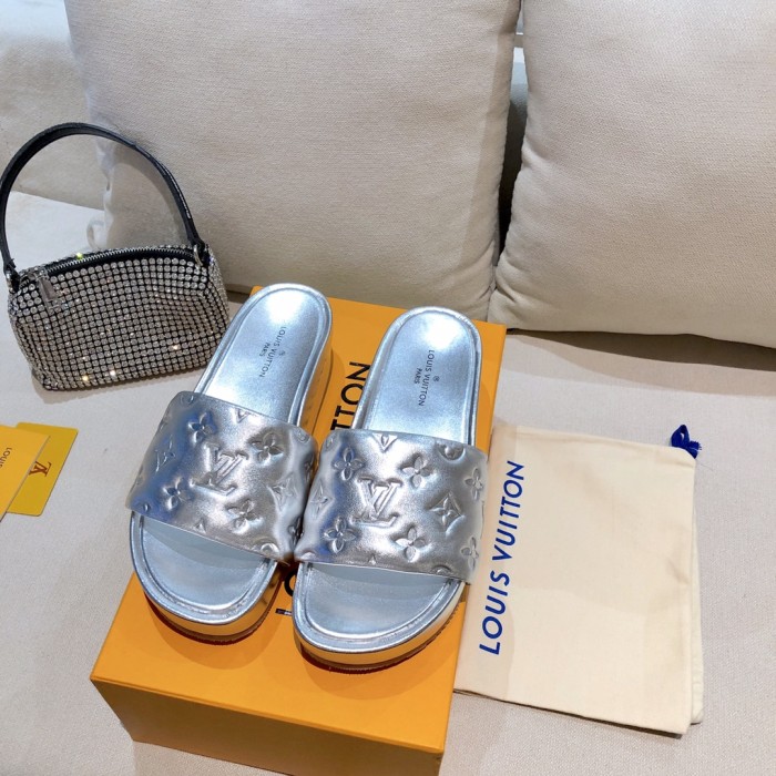 Louis Vuitton Womens Shoes Sandals Slippers Luxury Brand Louis Vuitton JUMBO FLATFORM MULE with Original Box 1A9QYY