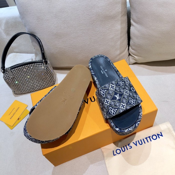 Louis Vuitton Womens Shoes Sandals Slippers Luxury Brand Louis Vuitton JUMBO FLATFORM MULE with Original Box 1A9QYY