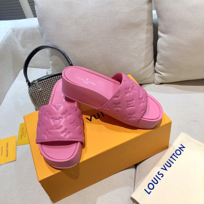 Louis Vuitton Womens Shoes Sandals Slippers Luxury Brand Louis Vuitton JUMBO FLATFORM MULE with Original Box 1A9QYY