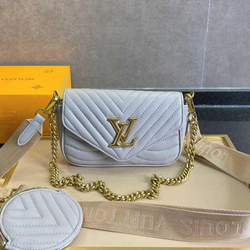 Louis Vuitton Womens Bags Shoulder Bag Luxury Brand LOUIS VUITTON NEW WAVE MULTI-POCHETTE Khaki with Original Box M56471