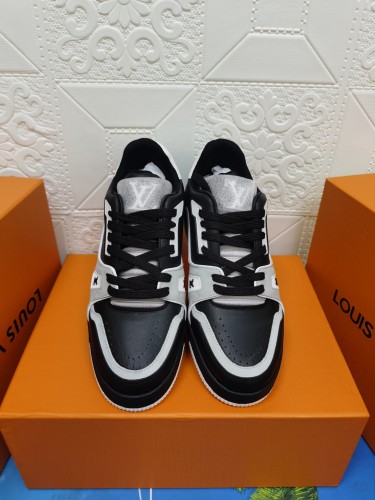 Louis Vuitton Womens Shoes Fashion Sneakers Design Luxury Brand LV TRAINER SNEAKER Mix of materials with Original Box 1A9JI9