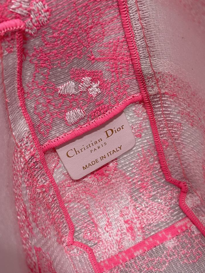Dior Womens Mens Bags Shoulder Bags Luxury Fashion SMALL DIORCAMP BAG Transparent Canvas with Fluorescent Pink Toile de Jouy with Original Box M1241ORVJ_M956