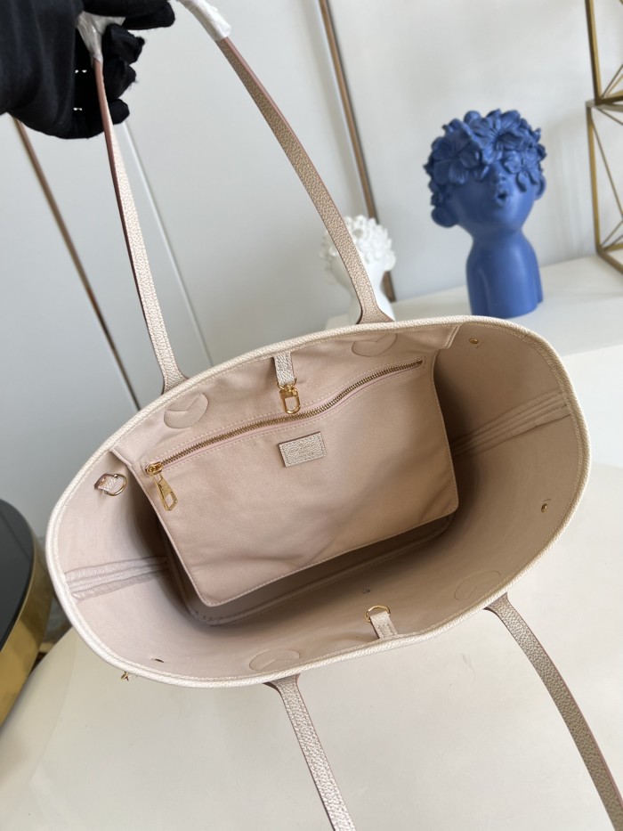 Louis Vuitton Womens Bags Handbags Luxury Brand Fashion Type NEVERFULL MM M46231 Pale Beige Sprayed and embossed grained cowhide leather
