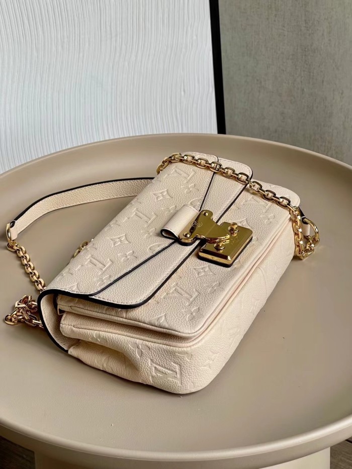 Louis Vuitton Womens Bags Shoulder Bag Luxury Brand LV MARCEAU M46201 with Original Box Cream Beige Embossed grained cowhide leather