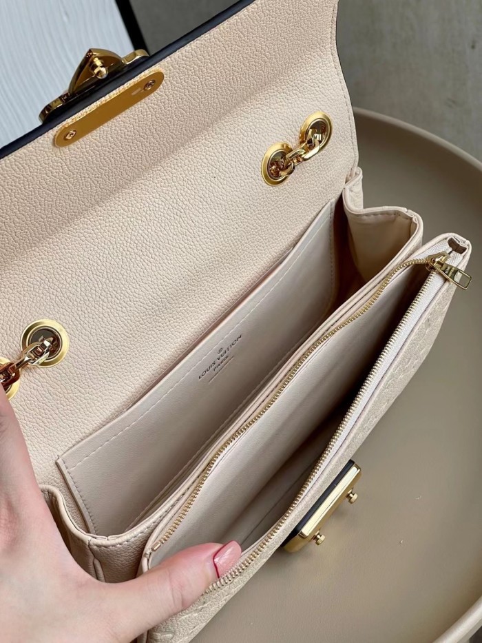 Louis Vuitton Womens Bags Shoulder Bag Luxury Brand LV MARCEAU M46201 with Original Box Cream Beige Embossed grained cowhide leather