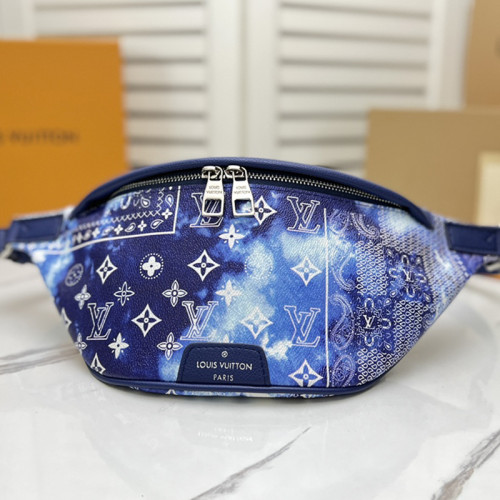 Louis Vuitton Mens Shoulder Bags Luxury Brand Fashion Type DISCOVERY BUMBAG PM M20587 with Original Box Blue Cowhide leather