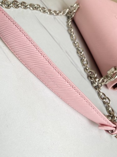 Louis Vuitton Womens Bags Shoulder Messenger Bags Luxury Brand TWIST MM Pink Epi grained cowhide leather M55513 with Original Box
