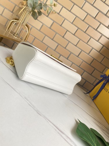 Louis Vuitton Womens Bags Shoulder Messenger Bags Luxury Brand TWIST MM White Epi grained cowhide leather M55513 with Original Box