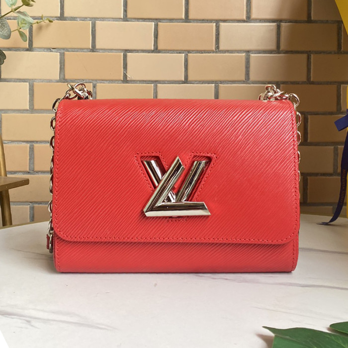 Louis Vuitton Womens Bags Shoulder Messenger Bags Luxury Brand TWIST MM Red Epi grained cowhide leather M55513 with Original Box