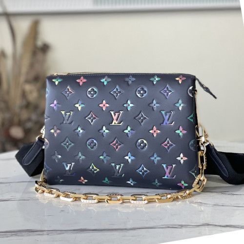 Louis Vuitton Womens Bags Messenger Shoulder Bags Luxury Brand COUSSIN PM M21353 with Original Box Navy Blue Lambskin leather