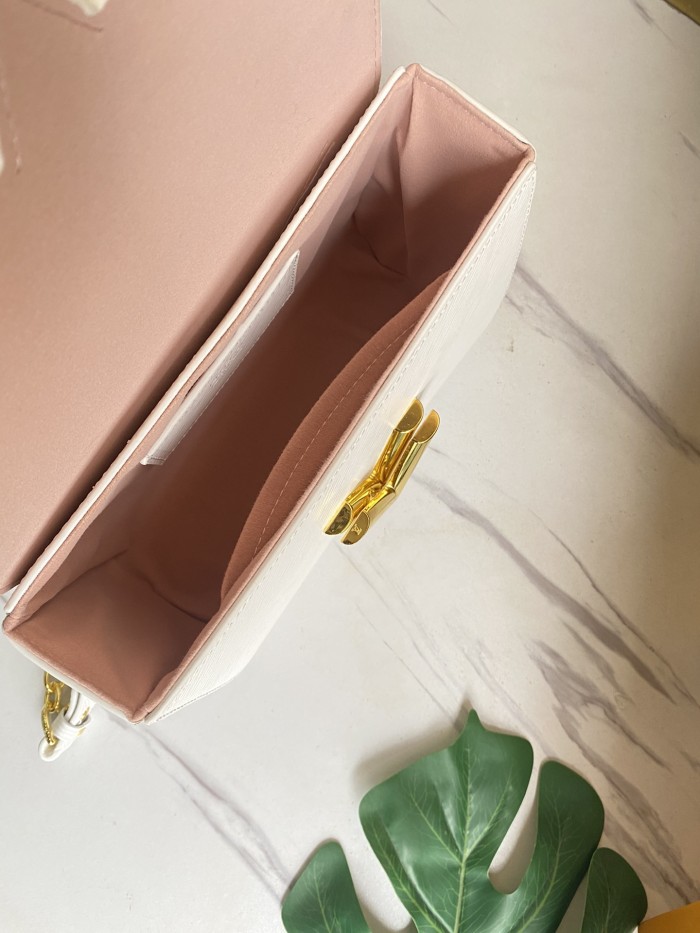 Louis Vuitton Womens Bags Shoulder Messenger Bags Luxury Brand TWIST MM White Epi grained cowhide leather M55513 with Original Box