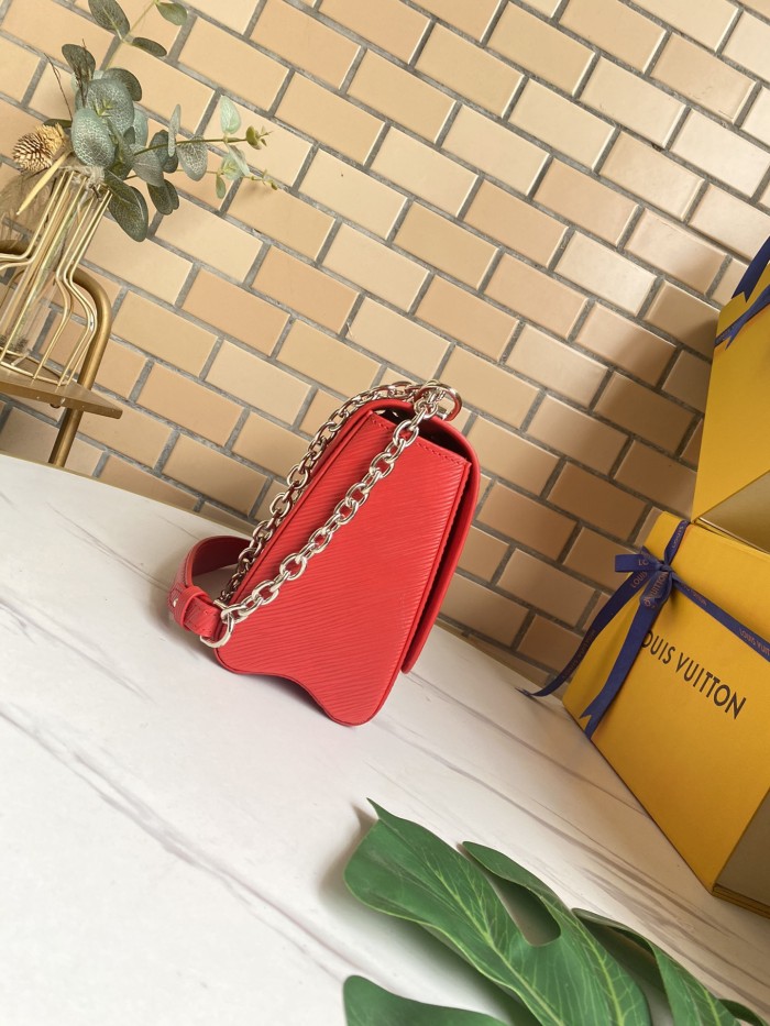 Louis Vuitton Womens Bags Shoulder Messenger Bags Luxury Brand TWIST MM Red Epi grained cowhide leather M55513 with Original Box