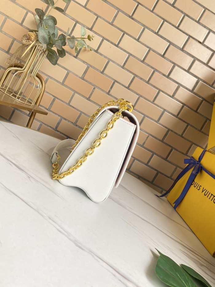 Louis Vuitton Womens Bags Shoulder Messenger Bags Luxury Brand TWIST MM White Epi grained cowhide leather M55513 with Original Box