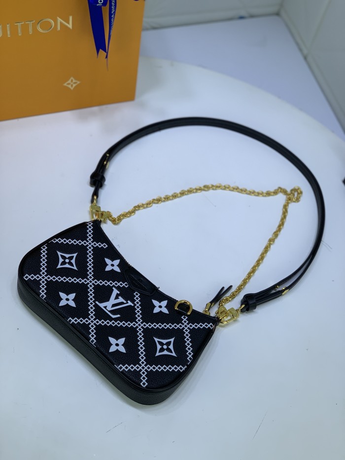 Louis Vuitton Womens Bags Messenger Shoulder Bags Luxury Brand EASY POUCH ON STRAP M81066 Embossed Monogram Empreinte cowhide leather with Original Box