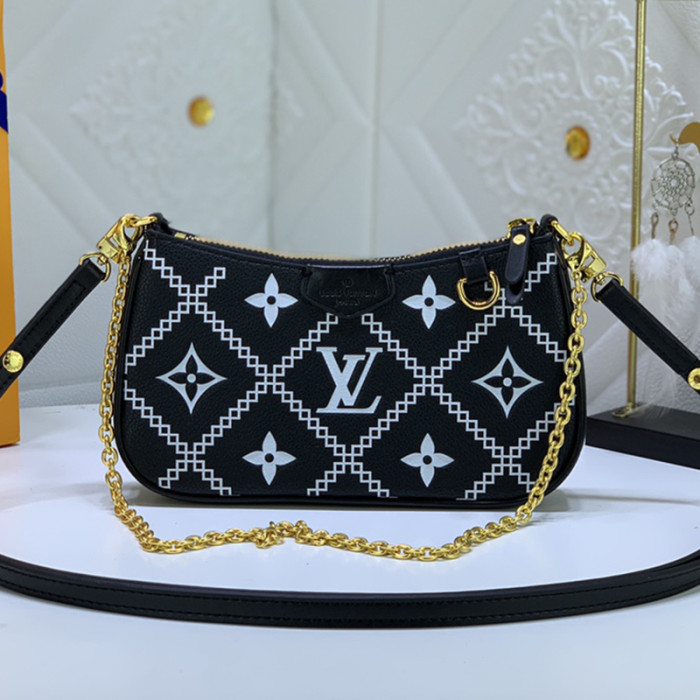 Louis Vuitton Womens Bags Messenger Shoulder Bags Luxury Brand EASY POUCH ON STRAP M81066 Embossed Monogram Empreinte cowhide leather with Original Box