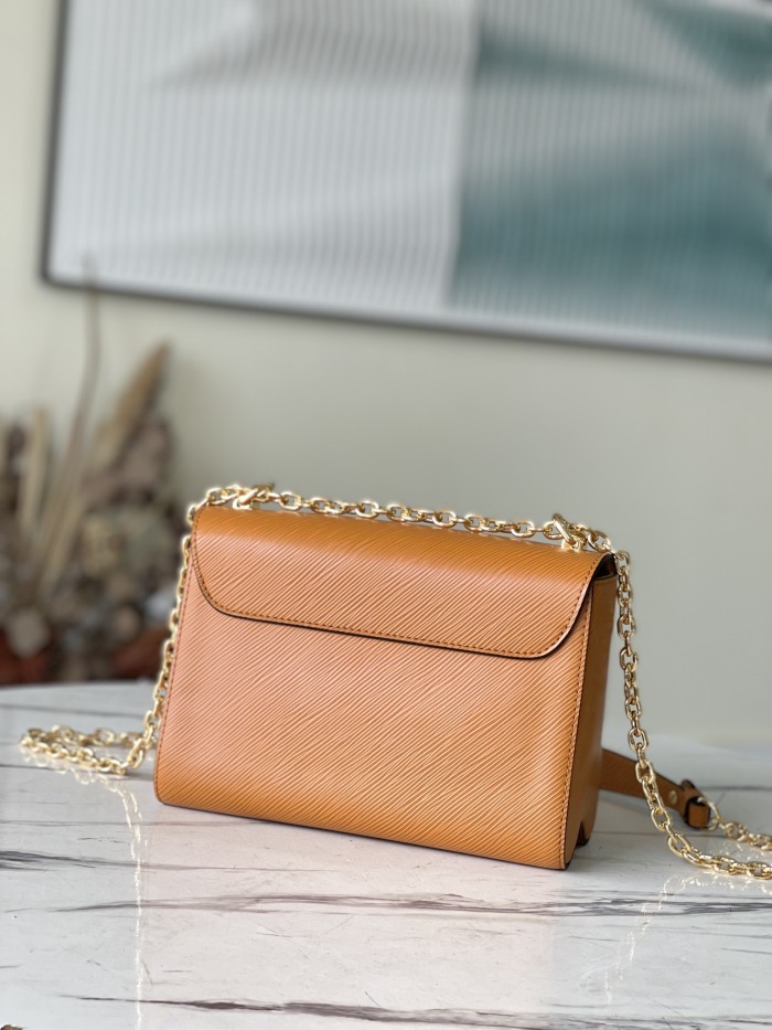 Louis Vuitton Womens Bags Shoulder Messenger Bags Luxury Brand TWIST MM Gold Miel Brown Epi grained cowhide leather M59686 with Original Box