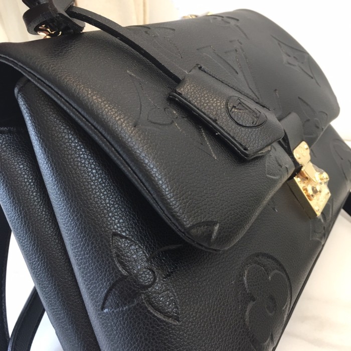 Louis Vuitton Womens Bags Messenger Shoulder Bags Luxury Brand MADELEINE MM M45976 Black Embossed, grained cowhide leather with Original Box
