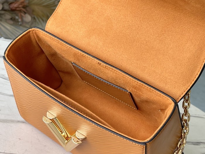 Louis Vuitton Womens Bags Shoulder Messenger Bags Luxury Brand TWIST MM Gold Miel Brown Epi grained cowhide leather M59686 with Original Box