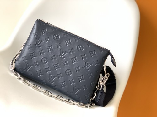 Louis Vuitton Womens Bags Messenger Shoulder Bags Luxury Brand COUSSIN PM M20379 with Original Box Marine Blue Monogram embossed puffy lambskin