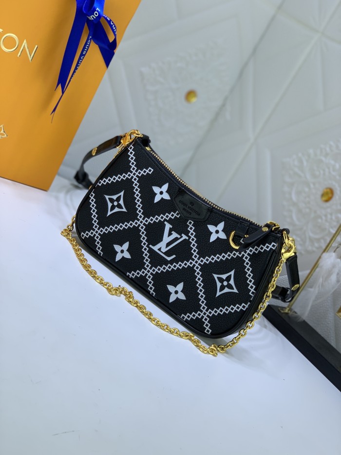 Louis Vuitton Womens Bags Messenger Shoulder Bags Luxury Brand EASY POUCH ON STRAP M81066 Embossed Monogram Empreinte cowhide leather with Original Box