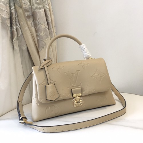 Louis Vuitton Womens Bags Messenger Shoulder Bags Luxury Brand MADELEINE MM M46008 Crème Beige Embossed grained cowhide leather with Original Box