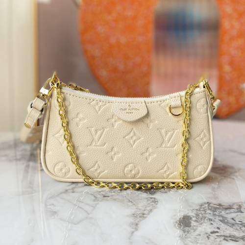 Louis Vuitton Womens Bags Messenger Shoulder Bags Luxury Brand EASY POUCH ON STRAP M81066 Crème White Embossed Monogram Empreinte cowhide leather with Original Box