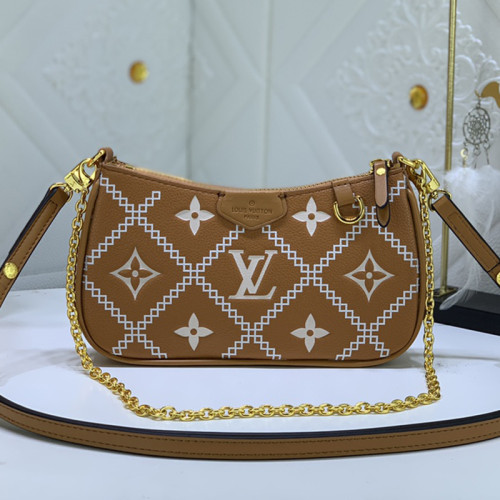 Louis Vuitton Womens Bags Messenger Shoulder Bags Luxury Brand EASY POUCH ON STRAP M81066 Embossed Monogram Empreinte cowhide leather with Original Box
