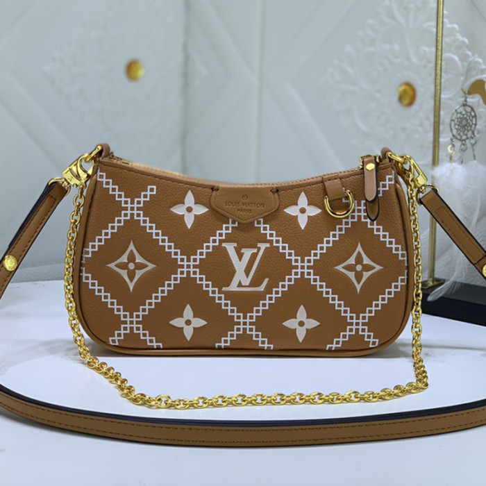 Louis Vuitton Womens Bags Messenger Shoulder Bags Luxury Brand EASY POUCH ON STRAP M81066 Embossed Monogram Empreinte cowhide leather with Original Box