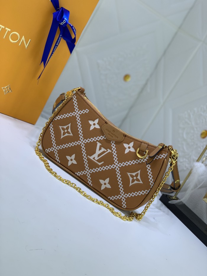 Louis Vuitton Womens Bags Messenger Shoulder Bags Luxury Brand EASY POUCH ON STRAP M81066 Embossed Monogram Empreinte cowhide leather with Original Box