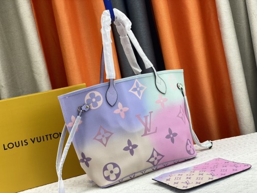 Louis Vuitton Womens Bags Handbags Luxury Brand Fashion Type NEVERFULL MM M46077 Sunrise Pastel Monogram coated canvas