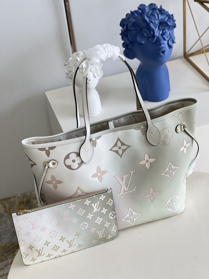 Louis Vuitton Womens Bags Handbags Luxury Brand Fashion Type NEVERFULL MM M59859 Sunset Kaki Monogram coated canvas