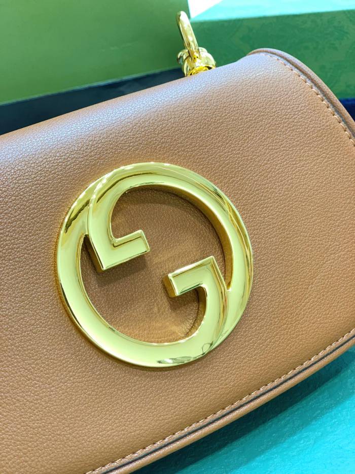 Gucci Womens Bags Shoulder Messenger Bag Luxury Brand Gucci Blondie mini bag in light brown leather with Original Box 698643 UXXAG 8365
