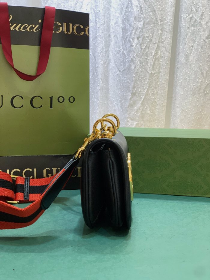 Gucci Womens Bags Shoulder Messenger Bag Luxury Brand Gucci Blondie mini bag in black leather with Original Box 698643 UXXAG 9161
