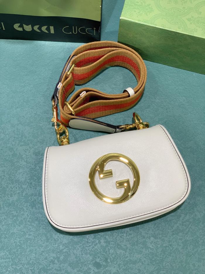 Gucci Womens Bags Shoulder Messenger Bag Luxury Brand Gucci Blondie mini bag in white leather with Original Box 698643 UXXAG 9161