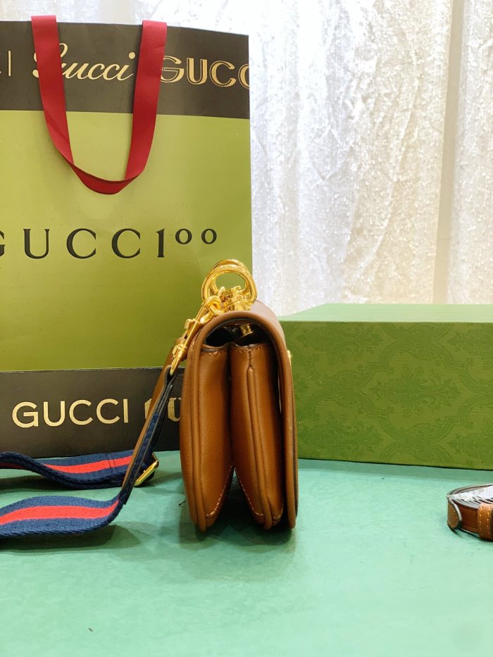 Gucci Womens Bags Shoulder Messenger Bag Luxury Brand Gucci Blondie mini bag in light brown leather with Original Box 698643 UXXAG 8365