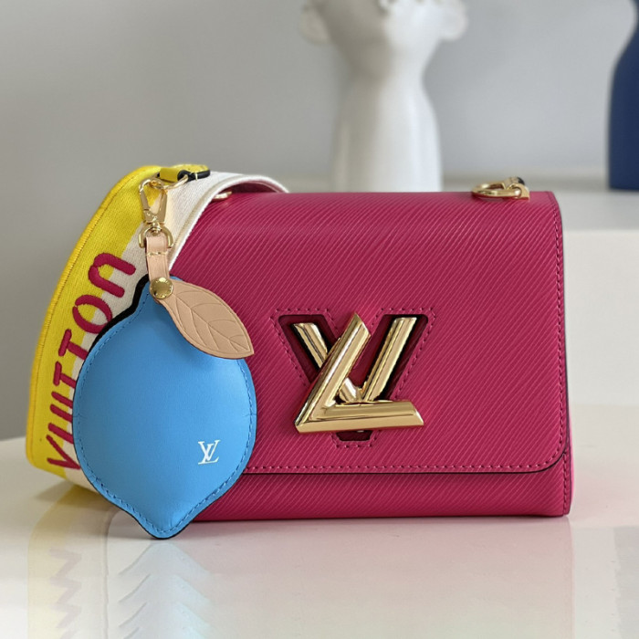 Louis Vuitton Womens Bags Shoulder Messenger Bags Luxury Brand TWIST MM Black Epi grained cowhide leather M20693 with Original Box