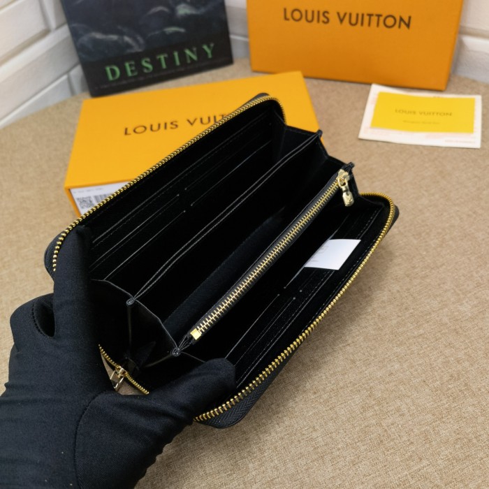 Louis Vuitton Mens Womens Wallets Purse Luxury Brand Designer ZIPPY WALLET M81349 Leather with Original Box Midnight Fuchsia Monogram coated canvas
