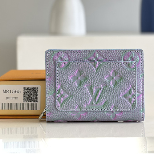 Louis Vuitton Womens Bags Wallets Luxury Brand Louis Vuitton CLÉA WALLET with Original Box M81525 Blue Monogram Empreinte embossed supple grained cowhide leather