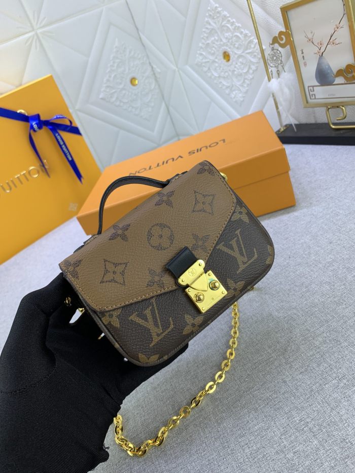 Louis Vuitton Womens Bags Shoulder Messenger Bag Luxury Brand MICRO MÉTIS leather M81267 with Original Box Monogram coated canvas