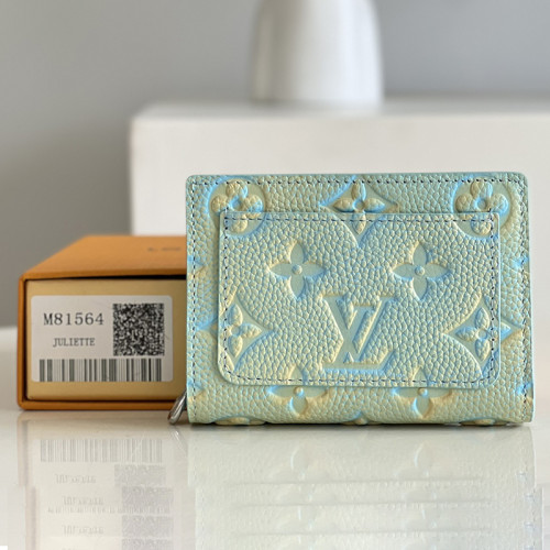 Louis Vuitton Womens Bags Wallets Luxury Brand Louis Vuitton CLÉA WALLET with Original Box M81564 Green Monogram Empreinte embossed supple grained cowhide leather